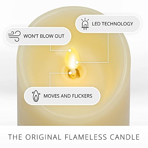 Ivory Flameless LED Pillar Candle Set of 3 with Remote & Timer - Realistic Flickering Flames