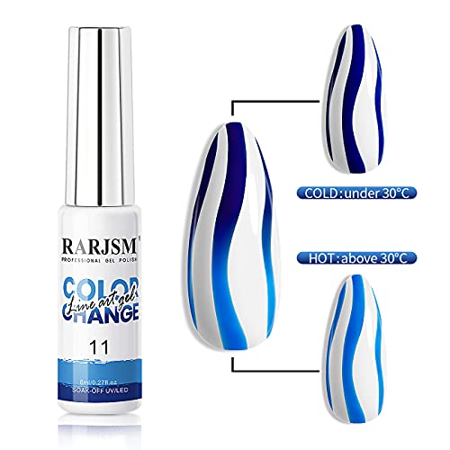Color Changing Gel Nail Polish Set with Line Art Brush - 12 Colors, Temperature Reactive, Easy to Use - Variation of THIS listing