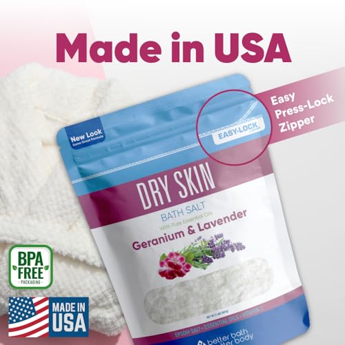 Better Bath Better Body 32 oz Epsom Bath Salt with Essential Oils for Dry Skin - Geranium & Lavender, Pack of 1