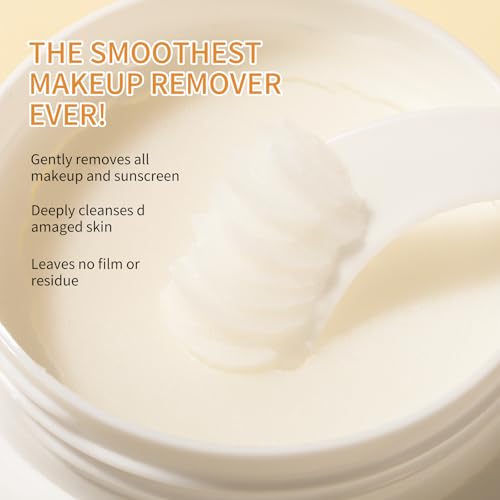 Makeup Remover Cleansing Balm, Deep Cleansing Remover Melting Balm, Hydrating Facial Cleanser with Rice, Melt Stubborn Waterproof Make Up, Mascara, Lips, Face, Eye Liner - Vegan Skincare