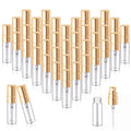 Zhehao 100 Pcs Mini Perfume Spray Bottles 3ml Gold Cap - Glass Atomizers