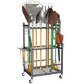 Garden Tool Organizer with Wheels - Black 22.75 Inch Rake & Shovel Stand