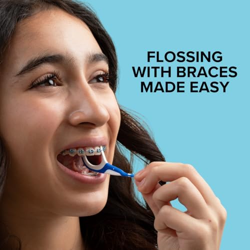OrVance Dentemp Braces Flosser Pack of 4, 40 Count – Ultra-Strong Floss & Bristles for Braces