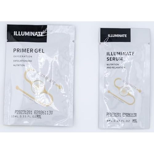 Illuminate Pods - Oxygen Facial CO2 Therapy, Home Facial, 6 Pods + 6 Primer Gel + 6 Serum After Treatment (New Formula Less Foam)