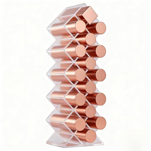 Lipstick Holder 16 Spaces Cute Fish Shape Cosmetic Lip Gloss Organizer for Countertop Clear Acrylic Makeup Perfume Storage Rack Drawer & Bathroom Novelty Desk Decor Vanity Display Case for Girls Women