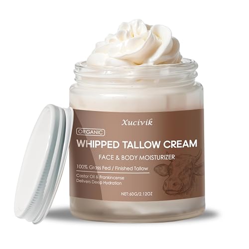 Grass-Fed Beef Tallow Face Moisturizer with Frankincense Oil & Castor Oil,Ultra-Hydrating Non-Greasy Formula,Organic Tallow Balm for Skin Hydration, Anti-Aging, and Sensitive Skin Care ,2.72oz