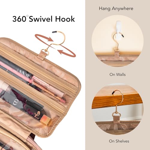PACKZEN Large Travel Toiletry Bag for Women, Waterproof Vegan Leather, TSA Clear Pouch & Organizer
