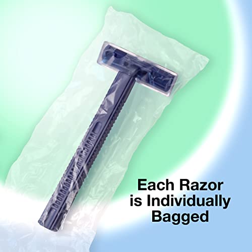 144 Pack Disposable Twin Blade Razors with Safety Cap - Individually Wrapped