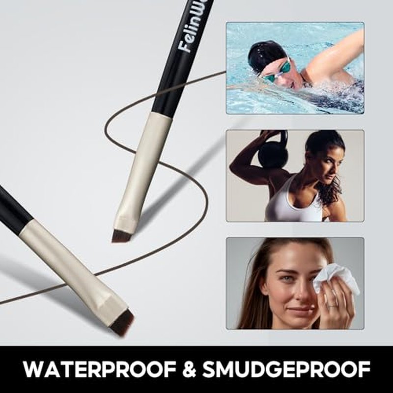 2Pcs Gel Eyeliner and Eyebrow Pomade Cream with 2 Brushes Waterproof Long Lasting, Black and Brown