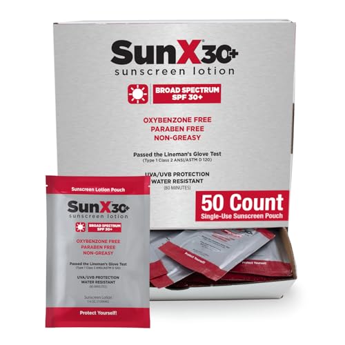 CoreTex Sun X 30+ SPF Travel Size Sunscreen Pack of 50 - Broad Spectrum Water-Resistant & No White Cast