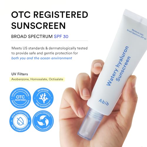 Abib Watery Hyaluronic Sunscreen SPF 30 - Glowing Variant, Hydrating & Lightweight Korean Sun Protection, No White Cast, 50ml