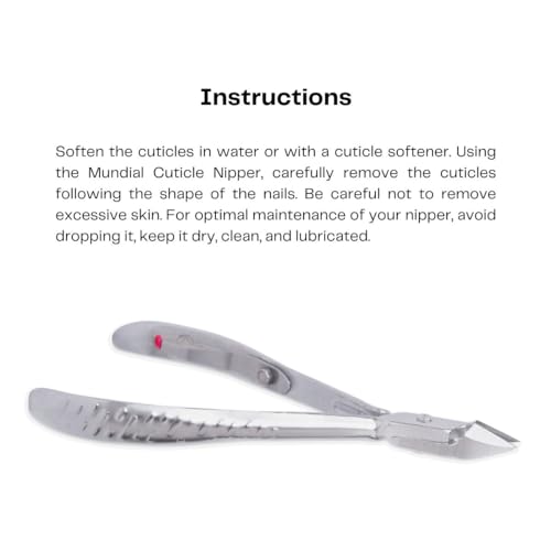 Professional Cuticle Nipper Mundial 775 - Brazilian Manicure Quality Full Jaw with Anti-Slip Handle Stainless Steel Trimmer Cutter for Fingernails and Toenails (Pack of 2)