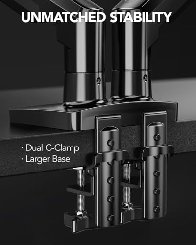 HUANUO FlowLift Dual Monitor Stand 13–32" Full Motion w/ C-Clamp or Grommet, 75x75/100x100 VESA, 4.4–19.8 lb per arm - Black / 1