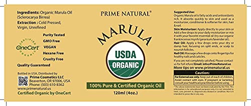 Organic Marula Oil 4oz - Cold Pressed, Pure Skin & Hair Nourishing Oil