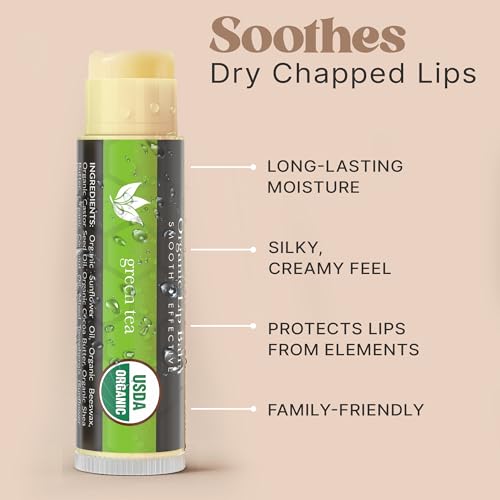 Organic Lip Balm Gift Set - 12 Flavored Tubes, USA Made, Petroleum-Free