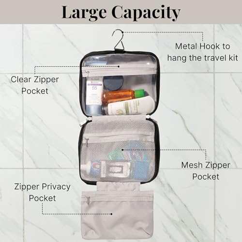 Baggallini Hanging Travel Toiletry Kit - Lightweight 6x10 Inch Makeup Bag