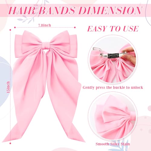 Large Satin Hair Bows for Women - Plaid Style, 25 Pack