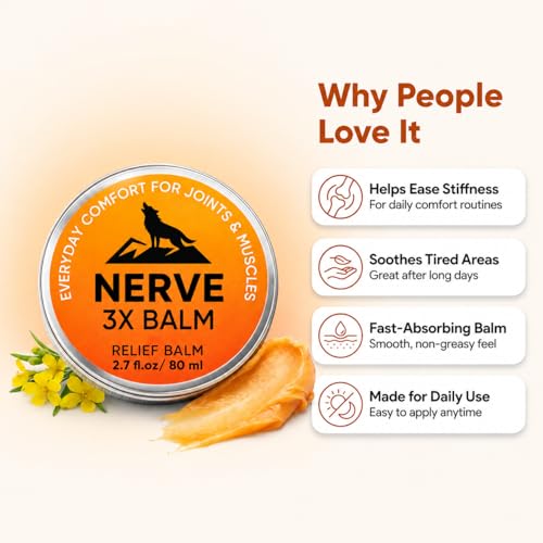 Minnah Nerve 3X Balm for Neuropathy & Joint Comfort - Organic Arnica & Camphor, Non-Greasy, 2.7 fl oz (Variation 1)