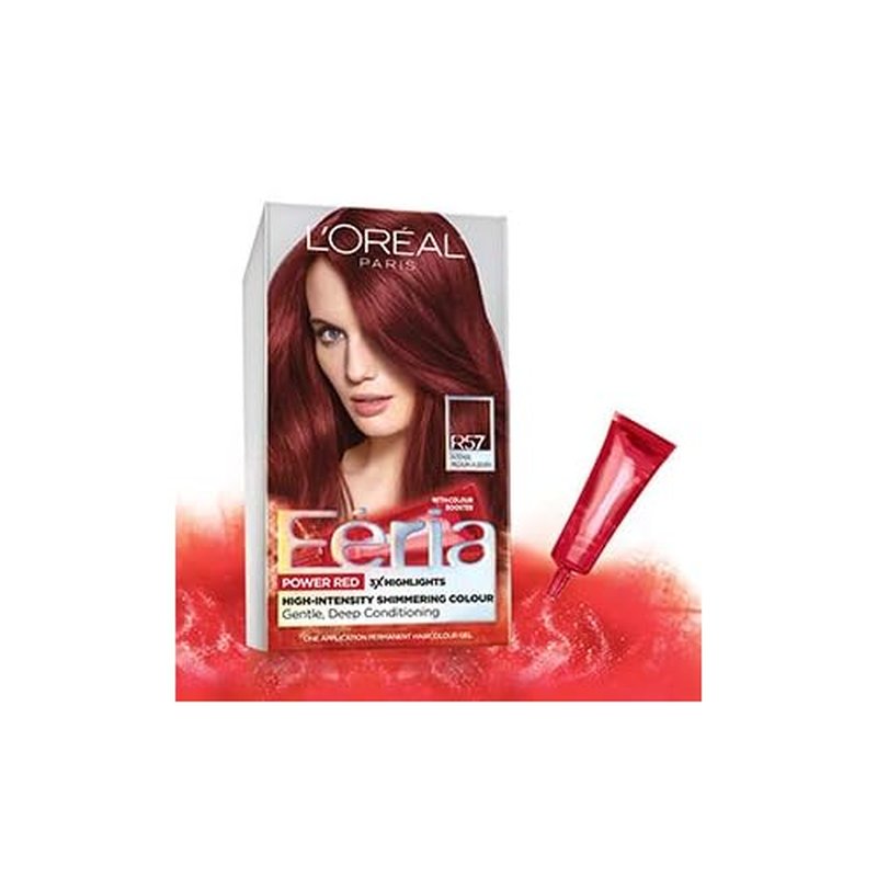 L'Oreal Paris Feria Multi-Faceted Shimmering Permanent Hair Color, R57 Intense Medium Auburn, Hair Dye Kit, Pack of 2