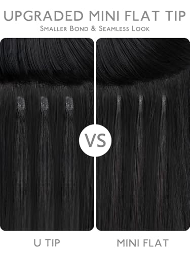Mini Flat Tip Hair Extensions 50g 16 Inch Light Blonde Highlighted Golden Blonde Remy Hair - Seamless Keratin Bonds - Variation of THIS listing