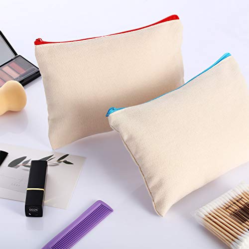 Frienda 18 Pcs Canvas Makeup Bags with Zipper - Large Multipurpose Cosmetic Organizer Set