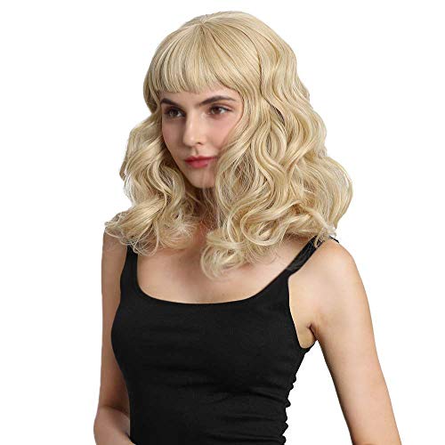 Blonde Vintage Rockabilly Wig Short Bang Wavy Finger Wave Hair for Women - Audrey Style
