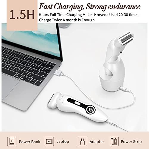 Women’s Electric Shaver Bikini & Body Trimmer - White, Rechargeable, Waterproof