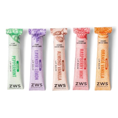 Natural Lip Balm Set - Organic Vegan Flavors with Shea & Cocoa Butter