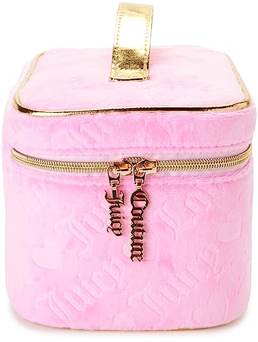 Pink Velour Makeup Train Case - Juicy Couture Heart Logo Travel Bag
