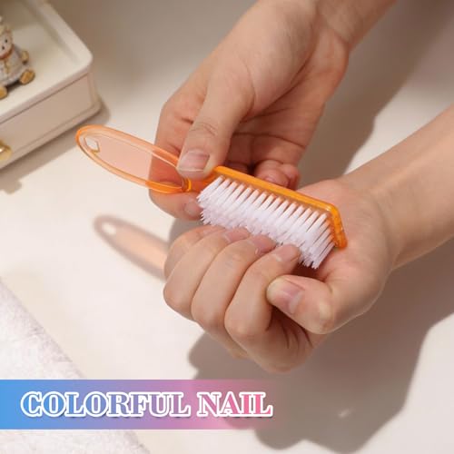 Handle Grip Nail Brush Set - 100 Multicolor Manicure & Pedicure Cleaning Tools with Hanging Hole (10 Colors)