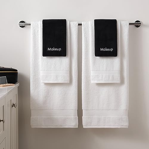 Arkwright Makeup Remover Wash Cloth - Pack of 6 - Ultra Soft & Gentle Microfiber Coral Fleece Small Fingertip Towels, Decorative Powder Room & Guest Bathroom Essentials for Hosts, 11 x 17 in, Black