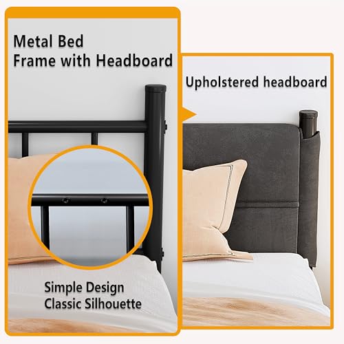 Full Metal Bed Frame with Headboard - Grey, 14 Inch, Heavy Duty, Easy Assembly, No Box Spring Needed - Variation Grey-2 / Full
