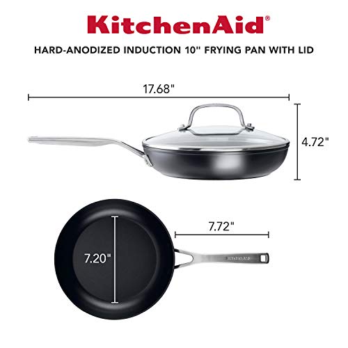 10-Inch Hard-Anodized Induction Skillet with Lid - Nonstick Frying Pan
