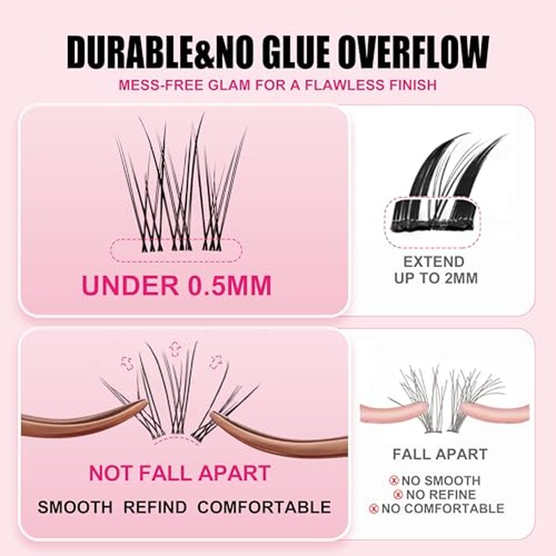 Flare Lashes With Invisible Band DiyNatural Eyelash Extension Bond SealEyelash Glue and Lash Remover Beginner FriendlyIndividual Lashes Waterproof and Long lastingMakeup For Girl Cosmetic.