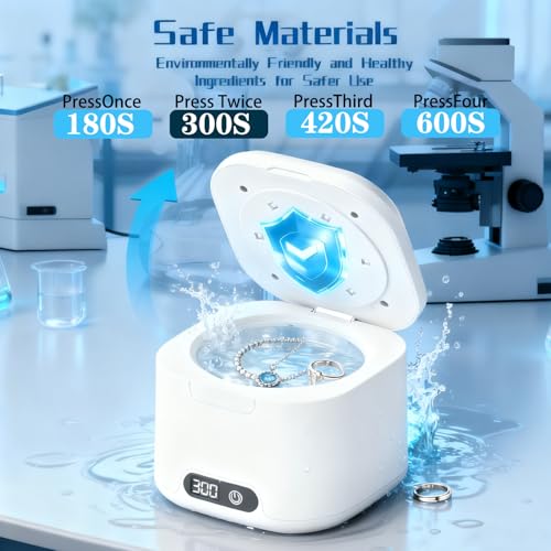 Pozlle Ultrasonic Retainer Cleaner Machine White-1 49kHz Dental & Oral Appliance Cleaner