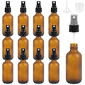 AF-2oz-12 Glass Spray Bottles - Amber Frosted Essential Oil & Travel Dispenser Set