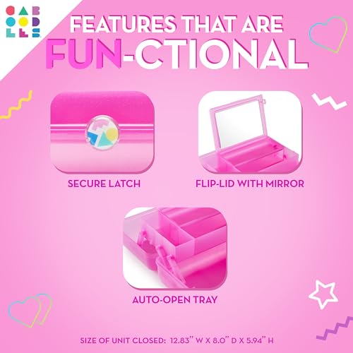 Pink Sparkle Makeup Organizer Case with Mirror & Secure Latch — Travel & Storage