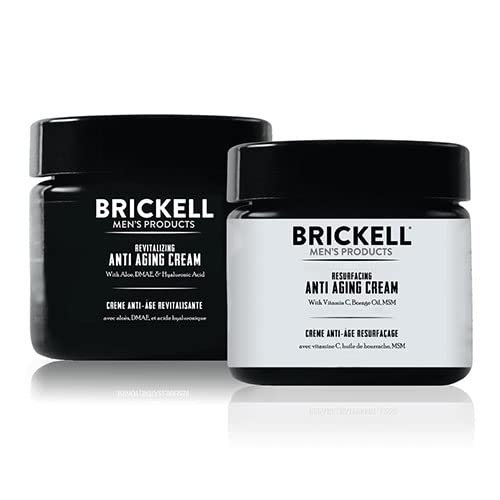 Scented Brickell Men’s Day & Night Anti-Aging Cream Set with Vitamin C & Hyaluronic Acid - Gift for Men
