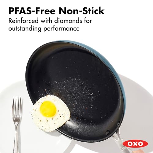 12-Inch Nonstick Frying Pan Skillet with Lid Storm Blue - Durable Ceramic, Hard Anodized, Scratch-Resistant