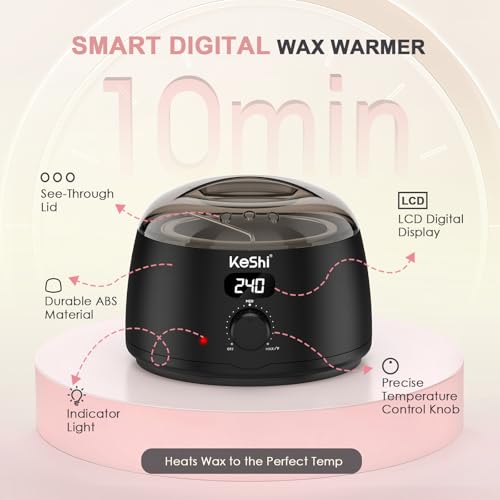 KeShi Waxing Kit Graphite - Digital Wax Warmer with Hard Wax Beads for Full Body & Sensitive Skin