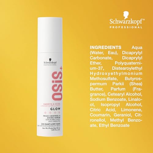 Osis+ Glow Anti-Frizz Hair Serum 1.69 oz – Lightweight Humidity Shield