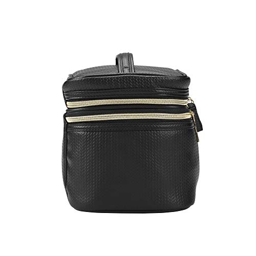 Conair Travel Makeup Bag, Large Toiletry and Cosmetic Bag, Perfect Size for Use At Home or Travel, Five Piece Train Case Set in Black