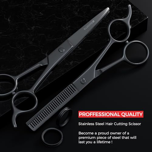 Suvorna 6.5-Inch Professional Hair Scissors Set with Thinning Shears - Black