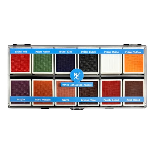 Water-Activated SFX Makeup Palette - 12 High-Pigment Face & Body Paints for Theater & Cosplay