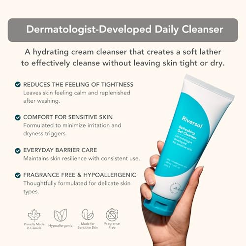 Riversol Hydrating Cream Cleanser for Sensitive, Rosacea-Prone Skin - 6 Fl Oz