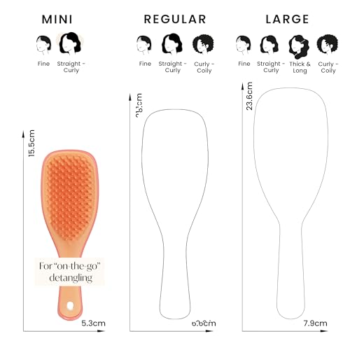 Mini Detangler Hairbrush for Kids and Travel - Salmon Pink & Apricot