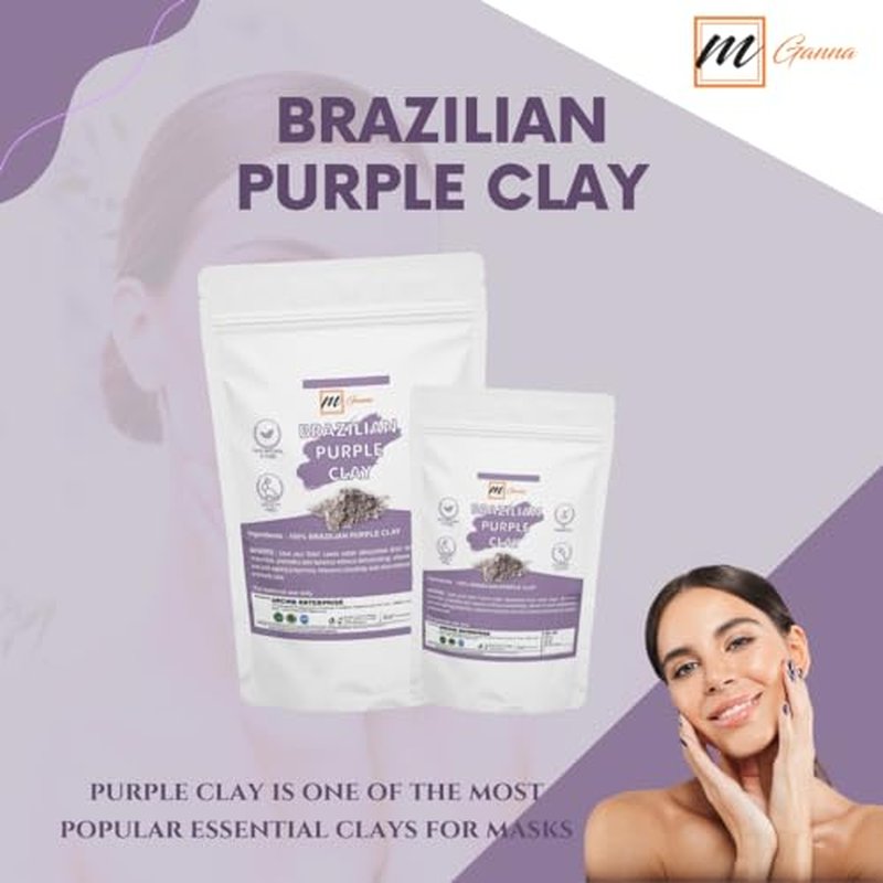 100% Natural Brazilian Purple Clay Powder for Face packs, Creams and Soaps and other Cosmetic Formulations 0.5 lbs / 227 gms
