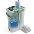 JOYMOOP Green Flat Mop System with 3 Microfiber Pads & Bucket Set - Commercial & Household Floor Cleaning