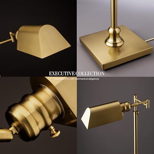 O’Bright Arcadia Pharmacy Floor Lamp Antique Brass Full Dimming Swing Arm Desk Light