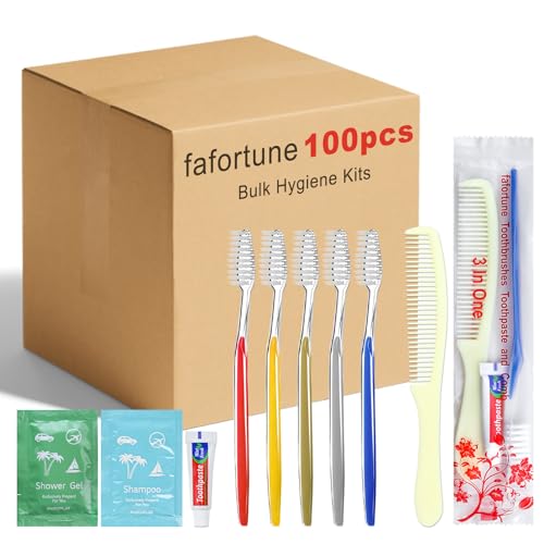 Bulk Hygiene Kits 100 Sets with Disposable Toothbrushes, Toothpaste & Comb - Travel & Donation Pack